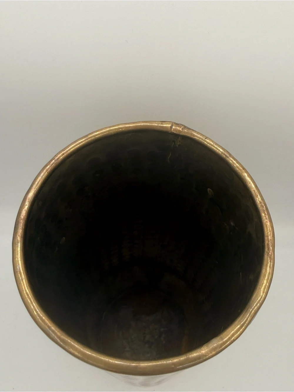 Vintage Hosley Brass Hammered Vase 12 Inch Tall Fluted Boho MCM Home Decor